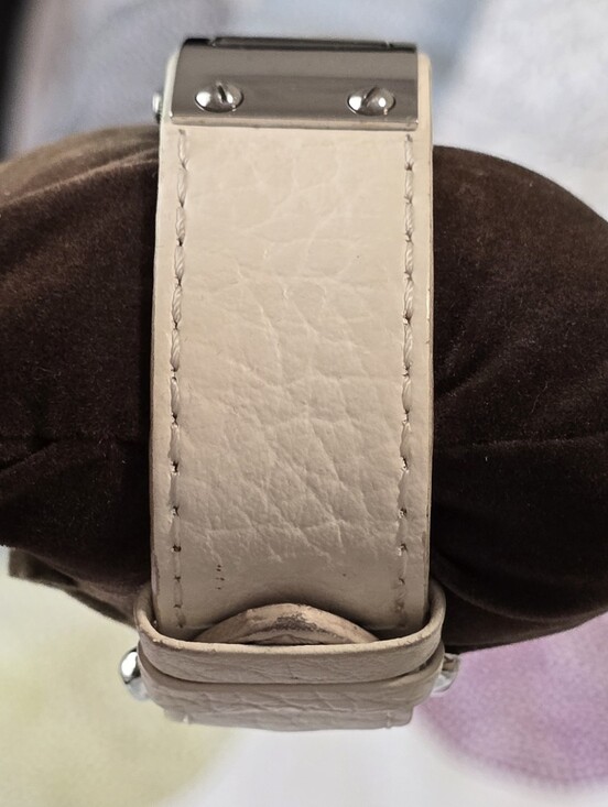 Michael Kors White Leather Cuff Watch Silver Tone with Original Box